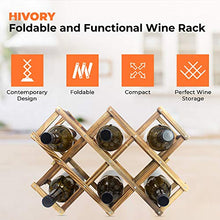 Load image into Gallery viewer, Foldable Wooden Wine Bottle Holder - Natural Wine Rack with 8 Slots - Wine Bottle Rack & Storage - Holds 10 Wine Bottles