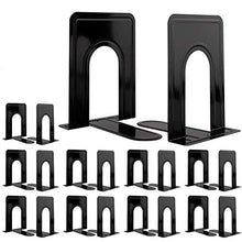 Load image into Gallery viewer, Jekkis 20pcs Metal Bookends, Heavy Duty Book Ends, 6.6 x 5.7 x 4.9 inches Black Bookend Supports, Nonskid Bookends for Shelves, Office and Home