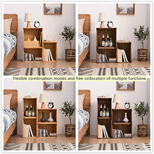 Load image into Gallery viewer, Kirigen Stackable Wood Storage Cube/Basket/Bins Organizer for Home Books Clothes Toy Modular Open Cubby Storage System - Office Cubical Bookcase Closet Shelves C26-DBR