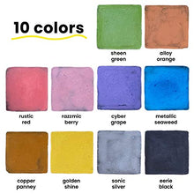 Load image into Gallery viewer, Metallic Chalk Markers (10 Pack) Liquid Chalk Pens - For Blackboards, Chalkboard, Bistro Menu, Window - Wet Wipe Erasable - 6mm Reversible Bullet & Chisel Tip