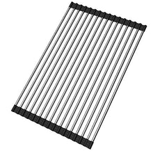 Load image into Gallery viewer, Ahyuan Roll up Dish Drying Rack Over The Sink Kitchen Roll up Sink Drying Rack Portable Dish Rack Dish Drainer Foldable SUS304 Stainless Steel Dish Drying Rack (17.8''x11.2'')