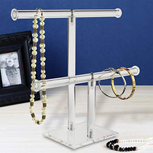 Load image into Gallery viewer, Mooca Clear Acrylic Round Bracelet Display Holder 2 Tier T-bar Jewelry Display Bracelet Display Holder Stand Acrylic Bracelet Display Organizer Jewelry Holder (2-Bar)