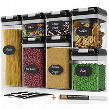 Load image into Gallery viewer, Chef's Path Airtight Food Storage Containers Set - 7 PC Set - Labels - For Kitchen Pantry Organization and Storage - BPA-Free - Clear Plastic Canisters for Flour, Cereal with Improved Lids