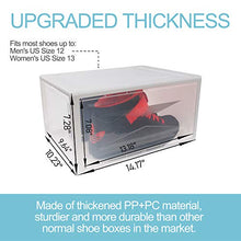 Load image into Gallery viewer, ASKITO Drop-front Shoe Box, Large Shoe Containers Display Case with Magnet Door, Clear Plastic Shoe Organizer Stackable, 3 Pack, 14.17 x 10.23 x 7.28 Inches