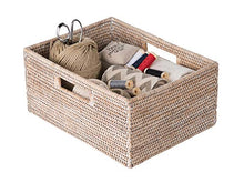 Load image into Gallery viewer, KOUBOO La Jolla Rattan Shelf Handles, Medium, White-Wash Storage Basket