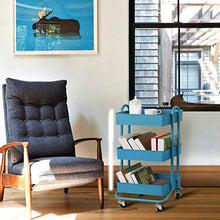 Load image into Gallery viewer, DESIGNA 3 Tier Metal Rolling Utility Storage Carts Little Organization Cart with Wheels for Office Indoor Home Kitchen Outdoor, Turquoise