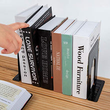 Load image into Gallery viewer, Jekkis 20pcs Metal Bookends, Heavy Duty Book Ends, 6.6 x 5.7 x 4.9 inches Black Bookend Supports, Nonskid Bookends for Shelves, Office and Home