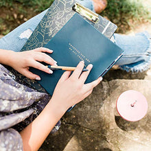 Load image into Gallery viewer, Steel Mill & Co Cute Clipboard Folio with Refillable Lined Notepad and Interior Storage Pocket for Women, Stylish Metallic Gold Floral on Navy Design Clipfolio, Navy Floral
