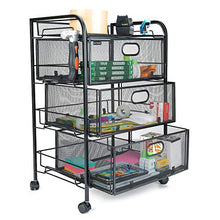 Load image into Gallery viewer, Mind Reader 4DRMESH-BLK 3 Rolling Mesh, Metal Drawers, File, Utility, Office Storage, Heavy Duty Multi-Purpose Cart, Silver, Black