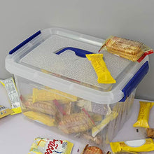 Load image into Gallery viewer, Hespapa 6 Quart Storage Bin, Plastic Latching Box/Container with Clear Lid, Dark Blue Handle and Latches, 4 Packs