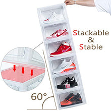 Load image into Gallery viewer, Stackable Sneaker Storage Box with 4-Side Door, Clear Plastic Shoe Storage Box Sneaker Display Case Fits for Men's 11/Women's 12 (3 Pack)
