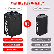 Load image into Gallery viewer, CAROEAS 23" Pro+ WHEELED Laundry Hamper Black&White Breathable Cover Heavy Duty Laundry Sorter Dirty Clothes Organizer Waterproof Foldable Laundry Basket Extra Large Laundry Bag (Pro Plus 23",Black)