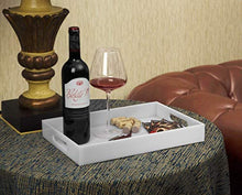 Load image into Gallery viewer, Glossy White Sturdy Acrylic Serving Tray with Handles-10x15Inch-Serving Coffee,Appetizer,Breakfast,Butler-Kitchen Countertop Tray-Makeup Drawer Organizer-Vanity Table Tray-Ottoman Tray-Decorative Tray