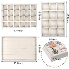 Load image into Gallery viewer, Mebbay Stackable Velvet Jewelry Trays Organizer, Jewelry Storage Display Trays All Velvet for Drawer, Earring Necklace Bracelet Ring Organizer, Set of 3 (Creamy White)