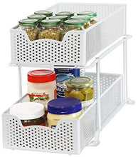 Load image into Gallery viewer, Simple Houseware 2 Tier Sliding Cabinet Basket Organizer Drawer, White