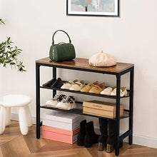 Load image into Gallery viewer, HOOBRO Industrial Shoe Rack, 4-Tier Shoe Shelf, Storage Organizer Unit with 3 Mesh Shelves, Wood Look Accent Furniture with Metal Frame, for Entryway, Living Room, Hallway BF14XJ01