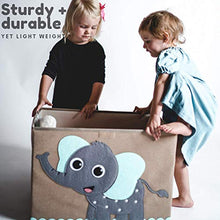 Load image into Gallery viewer, Hurricane Munchkin Large Toy Chest. Canvas Soft Fabric Children Toy Storage Bin Basket with Flip-top Lid. Collapsible Gray Toy Box for Kids, Boys, Girls, Toddler and Baby Nursery Room (Elephant)
