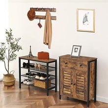 Load image into Gallery viewer, HOOBRO Industrial Shoe Rack, 4-Tier Shoe Shelf, Storage Organizer Unit with 3 Mesh Shelves, Wood Look Accent Furniture with Metal Frame, for Entryway, Living Room, Hallway BF14XJ01