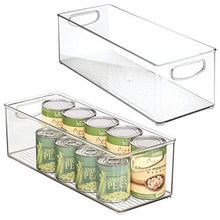 Load image into Gallery viewer, mDesign Plastic Kitchen Pantry, Cabinet, Refrigerator, Freezer Food Storage Organizing Bin Basket with Handles - Organizer for Fruit, Vegetables, Yogurt, Snacks, Pasta - 5.75" Wide, 2 Pack - Clear