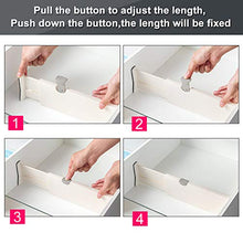 Load image into Gallery viewer, Drawer Dividers Organizer 4 Pack, Adjustable Separators 4" High Expandable from 11-17" for Bedroom, Bathroom, Closet,Clothing, Office, Kitchen Storage, Strong Secure Hold, Foam Ends, Locks in Place
