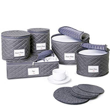 Load image into Gallery viewer, Quilted China Storage Containers - Padded 5-Piece Dish and Cup Storage Set for Organizing, Protecting or Transporting Your Cherished Dinnerware