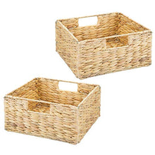 Load image into Gallery viewer, mDesign Natural Woven Hyacinth Closet Storage Organizer Basket Bin - Open Top, Built-in Handles, Collapsible - for Closet, Bedroom, Bathroom, Entryway, Office - 5.25" High, 2 Pack - Natural/Tan