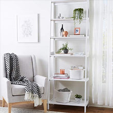 Load image into Gallery viewer, Amazon Basics Classic 5-Tier Open Bookcase with Solid Rubber Wood - White