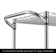 Load image into Gallery viewer, Finnhomy 3 Tier Heavy Duty Commercial Grade Utility Cart, Wire Rolling Cart with Handle Bar, Steel Service Cart with Wheels, Utility Shelf Plant Display Shelf Food Storage Trolley, NSF Listed