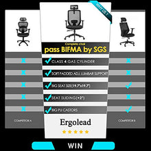 Load image into Gallery viewer, Ergonomic Office Chair with Padded Lumbar Support & Seat Slider - Ergolead High Back Desk Chair with Thick Seat Cushion, Adjustable Headest & Armrest, Mesh Computer Task Chair for Home Office, Black