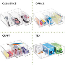 Load image into Gallery viewer, mDesign Home Office, Desk Organizer Storage Station for Storing Gel Pens, Erasers, Tape, Push Pins, Pencils, Markers - Space Saving - Use Vertically or Horizontally - 3 Drawers, 2 Pack - Clear