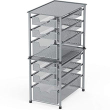 Load image into Gallery viewer, Simple Houseware Stackable 3 Tier Sliding Basket Organizer Drawer, Silver