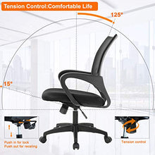 Load image into Gallery viewer, Home Office Chair Ergonomic Desk Chair Mesh Computer Chair with Lumbar Support Armrest Executive Rolling Swivel Adjustable Mid Back Task Chair for Women Adults, Black