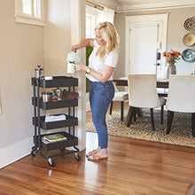 Load image into Gallery viewer, ECR4Kids-ELR-20702 4-Tier Metal Rolling Utility Cart - Heavy Duty Mobile Storage Organizer, Black