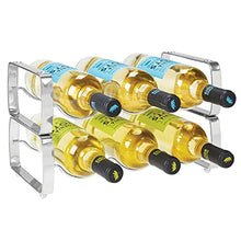 Load image into Gallery viewer, mDesign Metal Steel Free-Standing 6 Bottle Modular Wine Rack Storage Organizer for Kitchen Countertop, Table Top, Pantry, Fridge - Holder for Wine, Beer, Pop/Soda, Water, Stackable - Chrome