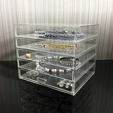 Load image into Gallery viewer, Ikee Design Premium Acrylic 5 Drawer Makeup Organizer Cosmetic Storage Jewelry Display Case for Home Storage and Store Display, 8 3/8"W x 7 3/8"D x 7 1/4"H