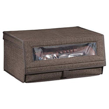 Load image into Gallery viewer, mDesign Fabric Large Storage Box Bin with Clear Window, Hinged Lid - Holder for Men's and Women's Dress Shoes, Boots, Pumps, Sandals, Flats - Modern Closet Organizer Solution, 4 Pack - Espresso Brown