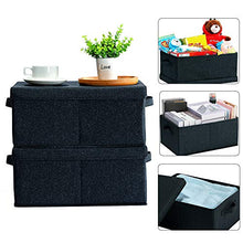 Load image into Gallery viewer, HOONEX Linen Foldable Storage Bins with lid, 2 Pack, Storage Boxes with Carrying Handles and Study Heavy Cardboard, 16.5" L x 11.8" W x 7.5" H for Toy, Shoes, Books, Clothes, Nursery, Black