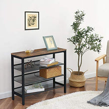 Load image into Gallery viewer, HOOBRO Industrial Shoe Rack, 4-Tier Shoe Shelf, Storage Organizer Unit with 3 Mesh Shelves, Wood Look Accent Furniture with Metal Frame, for Entryway, Living Room, Hallway BF14XJ01