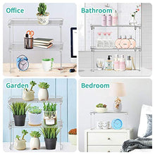 Load image into Gallery viewer, Stackable Cabinet Shelf Kitchen Cabinet Organizers and Storage, 2 Pack Pantry Shelves Organizer with Guardrails Design for Safely Storing Kitchen Counter Bedroom Bathroom Accessories, Stainless Steel