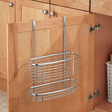 Load image into Gallery viewer, iDesign Axis Over the Cabinet 2-Tier Kitchen Storage Basket Organizer for Aluminum Foil, Sandwich Bags, Cleaning Supplies, Garbage Bags, Bath Supplies, Chrome