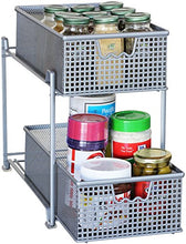 Load image into Gallery viewer, DecoBros 2 Tier Mesh Sliding Cabinet Basket Organizer Drawer,Silver