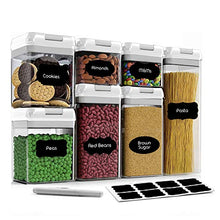 Load image into Gallery viewer, Airtight Food Storage Container Set-CINEYO-7 Piece Set Clear Plastic Canisters For Cereal, Flour with Easy Lock Lids, for Kitchen Pantry Organization and Storage, Include Labels and Marker (White)