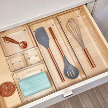 Load image into Gallery viewer, iDesign Linus Plastic Kitchen Drawer Organizer for Silverware, Spatulas, Cutlery, Gadgets, Office Supplies, Cosmetics, Set of 2, Clear