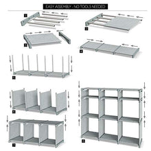 Load image into Gallery viewer, 9 Cube Organizer | Set of Storage Cubes Included | DIY Closet Organizer Bins | Cube Organizers and Storage Shelves Unit | Closet Organizer for Bedroom, Playroom, Livingroom, Office, Dorm (Grey)