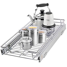 Load image into Gallery viewer, Pull Out Cabinet Drawer Organizer –Heavy Duty- Slide Out Kitchen Cabinet Storage Shelves, Sliding Drawer For cabinet -11”W x 21”D - Requires At Least a 12” Cabinet Opening, Wire Frame, Chrome Finish