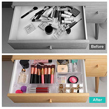 Load image into Gallery viewer, Puroma 18-pcs Desk Drawer Organizer Trays, 4 Different Sizes Large Capacity Plastic Bins Kitchen Drawer Organizers Bathroom Drawer Dividers for Makeup, Kitchen Utensils, Jewelries and Gadgets