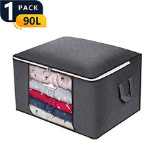 Load image into Gallery viewer, Large Capacity Clothes Storage Bag Organizer with Reinforced Handle Thick Fabric for Comforters, Blankets, Bedding, Foldable with Sturdy Zipper, Clear Window, 23Gal. (1, Grey)