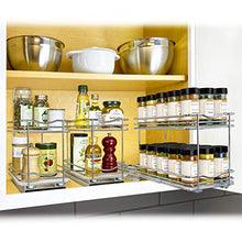 Load image into Gallery viewer, Lynk Professional Slide Out Double Spice Rack Upper Cabinet Organizer, 6-1/4", Chrome