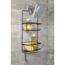 Load image into Gallery viewer, iDesign Everett Metal Hanging Shower Caddy, Extra Space for Shampoo, Conditioner, and Soap with Hooks for Razors, Towels, Loofahs, and More, 10.1" x 3.88" x 23", Matte Black