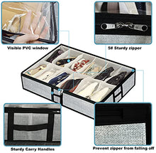 Load image into Gallery viewer, Under Bed Shoes Storage Organizer Bag Fits 12 Pairs Shoes and 4 Pairs Boots, Foldable Underbed Storage Bins Container for Kids, Men, Women Shoes Set of 2